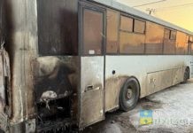 Вспыхнул моторный щит: в Волжском на о. Зелёный загорелся автобус «Волжанин»