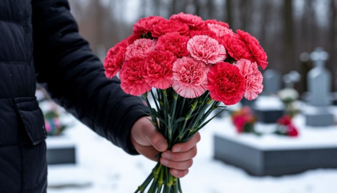 гвоздики, кладбище, похороны