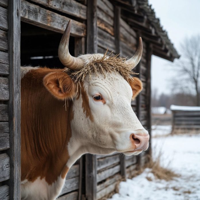 корова, зима