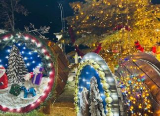 Новогодний 3Д-декор: в Волжском появилась новая фотозона с промышленными катушками