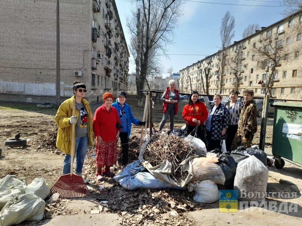 Волжане убрали двор на улице Мечникова | 29.03.2023 | Волжский - БезФормата